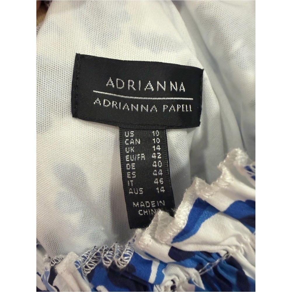 Adrianna Papell Blue White Floral Ruffle Midi Dress NWOT Size 10 Cottagecore - Picture 9 of 10